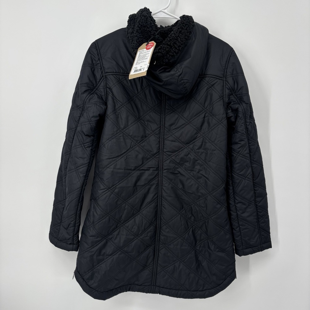 prAna Esla Hooded Coat Jacket Black Women Small Water Resistant Recycled Fabric - Picture 2 of 10